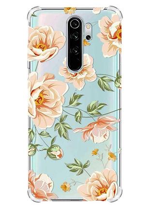 Чохол з потовщеними кутами на xiaomi redmi note 8 pro :: квіти пастельні (принт 277)