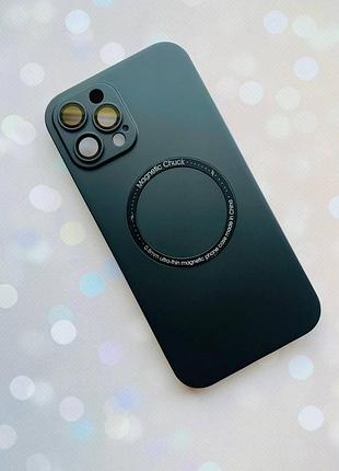 Ультратонкий чохол magsafe на iphone 12 pro max із додатковим захистом камер :: чорний