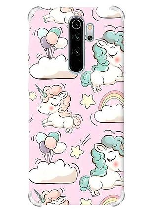Чехол с утолщёнными углами на xiaomi redmi note 8 pro :: единороги (принт 106)