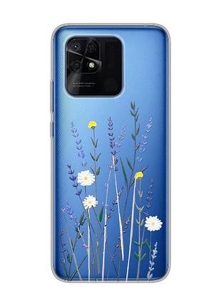 Прозорий чохол на xiaomi redmi 10c :: польові квіти (принт 270)