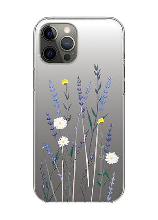 Прозорий чохол на iphone 12 pro max :: польові квіти (принт 270)