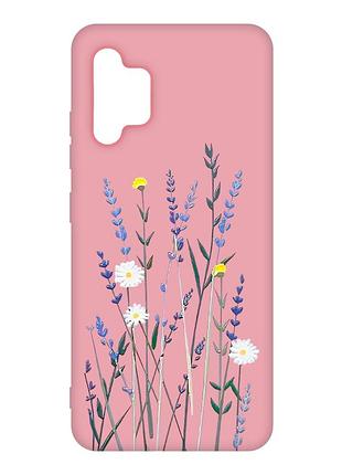 Матовый чехол с розовыми боками на samsung galaxy a32 :: полевые цветы (принт 270)