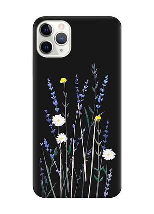 Матовий чохол з чорними боками на iphone 11 pro max (6.5) :: польові квіти (принт 270)