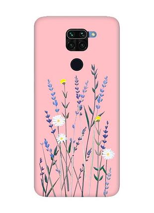 Матовий чохол з рожевими боками на xiaomi redmi note 9 :: польові квіти (принт 270)