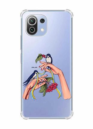 Чехол с утолщёнными углами на xiaomi mi 11 lite :: ласточки (патриотический принт 15)