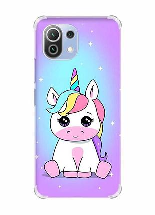 Чехол с утолщёнными углами на xiaomi mi 11 lite :: единорог (принт 103)