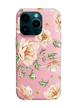 Матовый чехол с розовыми боками на apple iphone 14 pro :: цветы пастельные (принт 277)