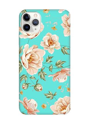 Матовый чехол с бирюзовыми боками на iphone 11 pro max (6.5) :: цветы пастельные (принт 277)