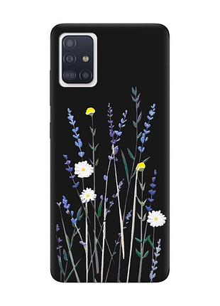 Матовий чохол з чорними боками на samsung galaxy a51 :: польові квіти (принт 270)