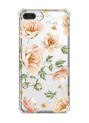 Чехол с утолщёнными углами для apple iphone 7 plus/ iphone 8 plus :: цветы пастельные (принт 277)