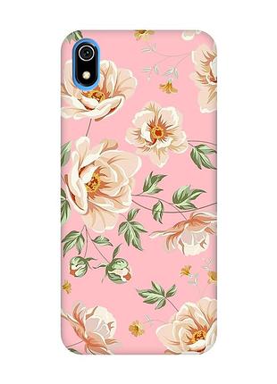 Матовий чохол з рожевими боками на xiaomi redmi 7a :: квіти пастельні (принт 277)