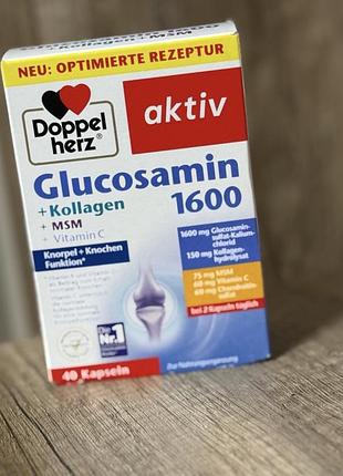 Doppelherz glucosamin 1600 + kollagen + msm + vitamin c, 40 капсул🇩🇪
