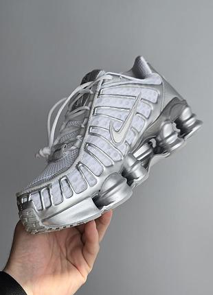 Мужские кроссовки\женщи nike shox • white/silver •