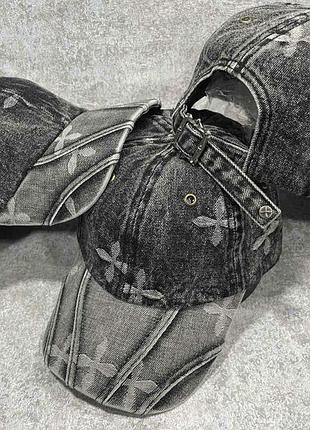 Джинсовая кепка chrome hearts, брендовая бейсболка chrome hearts джинс, кепка хром хартс
