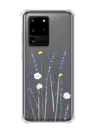 Чехол с утолщёнными углами для samsung galaxy s20 ultra :: полевые цветы (принт 270)