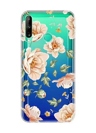 Прозрачный чехол для huawei p40 lite e / y7p :: цветы пастельные (принт 277)