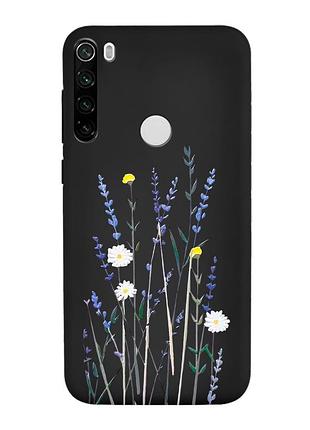 Матовый чехол с черными боками на xiaomi redmi note 8t :: полевые цветы (принт 270)