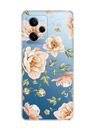 Прозорий чохол на xiaomi redmi note 12 5g :: квіти пастельні (принт 277)
