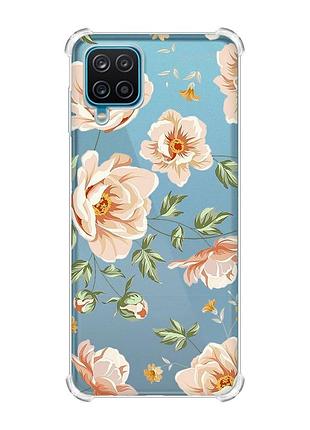 Чохол з потовщеними кутами на samsung a12 4g :: квіти пастельні (принт 277)