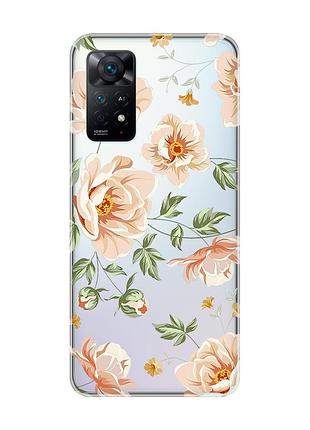 Прозрачный чехол на xiaomi redmi note 11 pro/12 pro 4g :: цветы пастельные (принт 277)