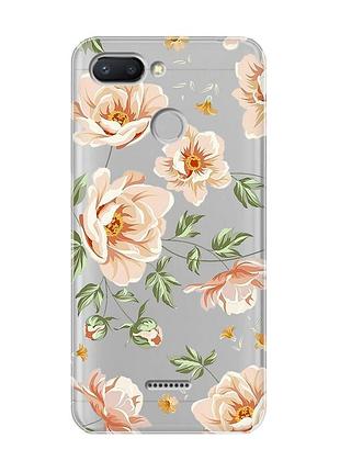 Прозорий чохол на xiaomi redmi 6 :: квіти пастельні (принт 277)