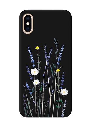 Матовий чохол з чорними боками на iphone xs max :: польові квіти (принт 270)