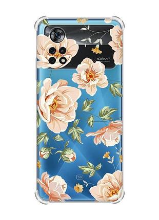 Чехол с утолщёнными углами для xiaomi poco x4 pro 5g :: цветы пастельные (принт 277)