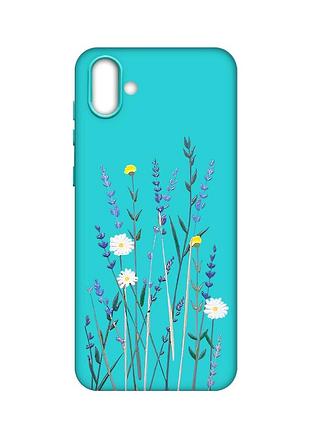Матовый чехол с бирюзовыми боками на samsung galaxy a04 :: полевые цветы (принт 270)