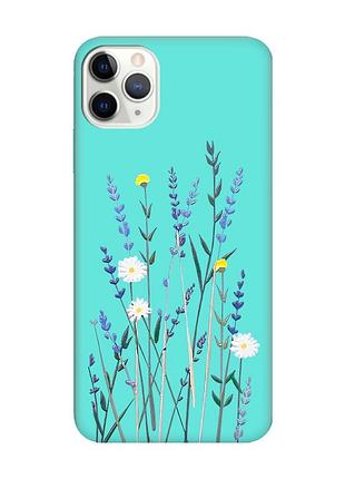 Матовый чехол с бирюзовыми боками на iphone 11 pro max (6.5) :: полевые цветы (принт 270)