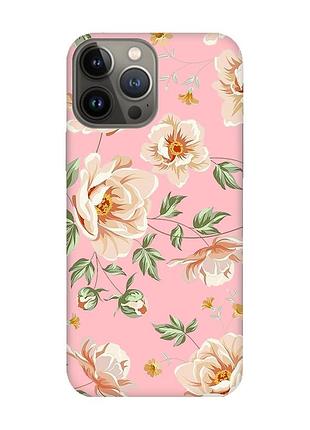 Матовый чехол с розовыми боками на apple iphone 13 pro :: цветы пастельные (принт 277)