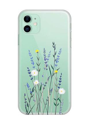 Прозрачный чехол на apple iphone 11 (6,1) :: полевые цветы (принт 270)