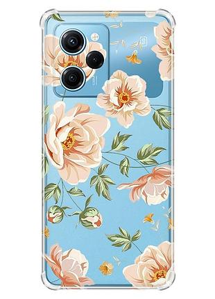 Чохол з потовщеними кутами на xiaomi redmi note 12 pro speed 5g :: квіти пастельні (принт 277)