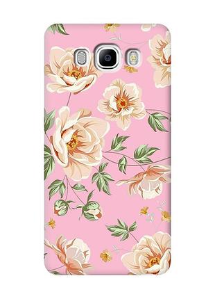 Матовый чехол с розовыми боками на samsung galaxy j7(2016) j710 :: цветы пастельные (принт 277)