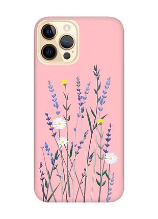 Матовый чехол с розовыми боками на apple iphone 12 pro max :: полевые цветы (принт 270)
