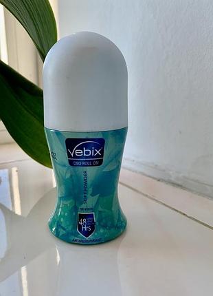 Кульковий антиперспірант vebix deo roll on soft powder for women 50 ml