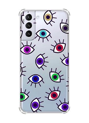 Чохол з потовщеними кутами на samsung galaxy s21 (g991) :: різнокольорові очі (принт 336)