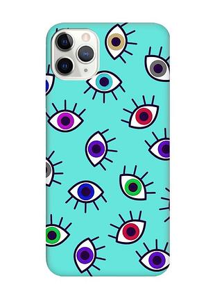Матовый чехол с бирюзовыми боками на iphone 11 pro max (6.5) :: разноцветные глаза (принт 336)