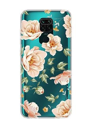 Прозрачный чехол на xiaomi redmi note 9 :: цветы пастельные (принт 277)
