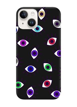 Матовый чехол с черными боками на apple iphone 14 :: разноцветные глаза (принт 336)
