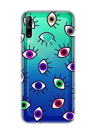 Прозрачный чехол для huawei p40 lite e / y7p :: разноцветные глаза (принт 336)