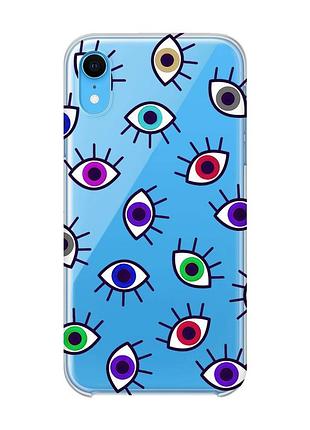 Прозрачный чехол на iphone xr :: разноцветные глаза (принт 336)