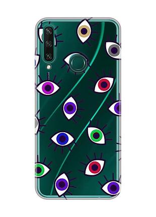 Прозрачный чехол на huawei y6p :: разноцветные глаза (принт 336)