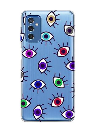 Прозрачный чехол на samsung galaxy m52 :: разноцветные глаза (принт 336)