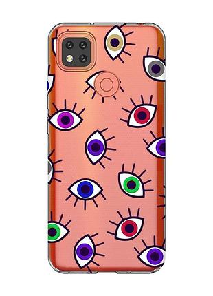 Прозрачный чехол для xiaomi redmi 9c/10a :: разноцветные глаза (принт 336)