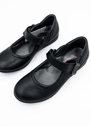 Туфли для девочки школьные кожаные happy walk черный 35