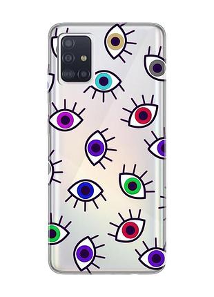Прозрачный чехол на samsung galaxy a71/a715 :: разноцветные глаза (принт 336)