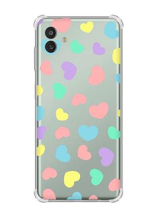 Чохол з потовщеними кутами на samsung galaxy m13 5g :: різнокольорові сердечка (принт 335)