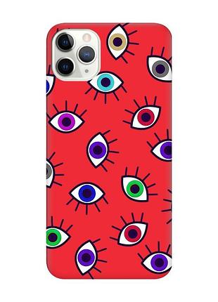 Матовый чехол с красными боками на iphone 11 pro max (6.5) :: разноцветные глаза (принт 336)