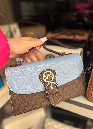Жіноча сумка michael kors, сумка майкл корс, сумка з принтом майкл корс, крос-боді, сумка через плече, клатч блакитний