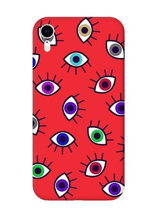 Матовый чехол с красными боками на apple iphone xr :: разноцветные глаза (принт 336)